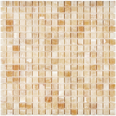 Giallo Crystal Honey Onyx 5/8’’ X 5/8’’ Mosaic Polished Backsplash Tile
