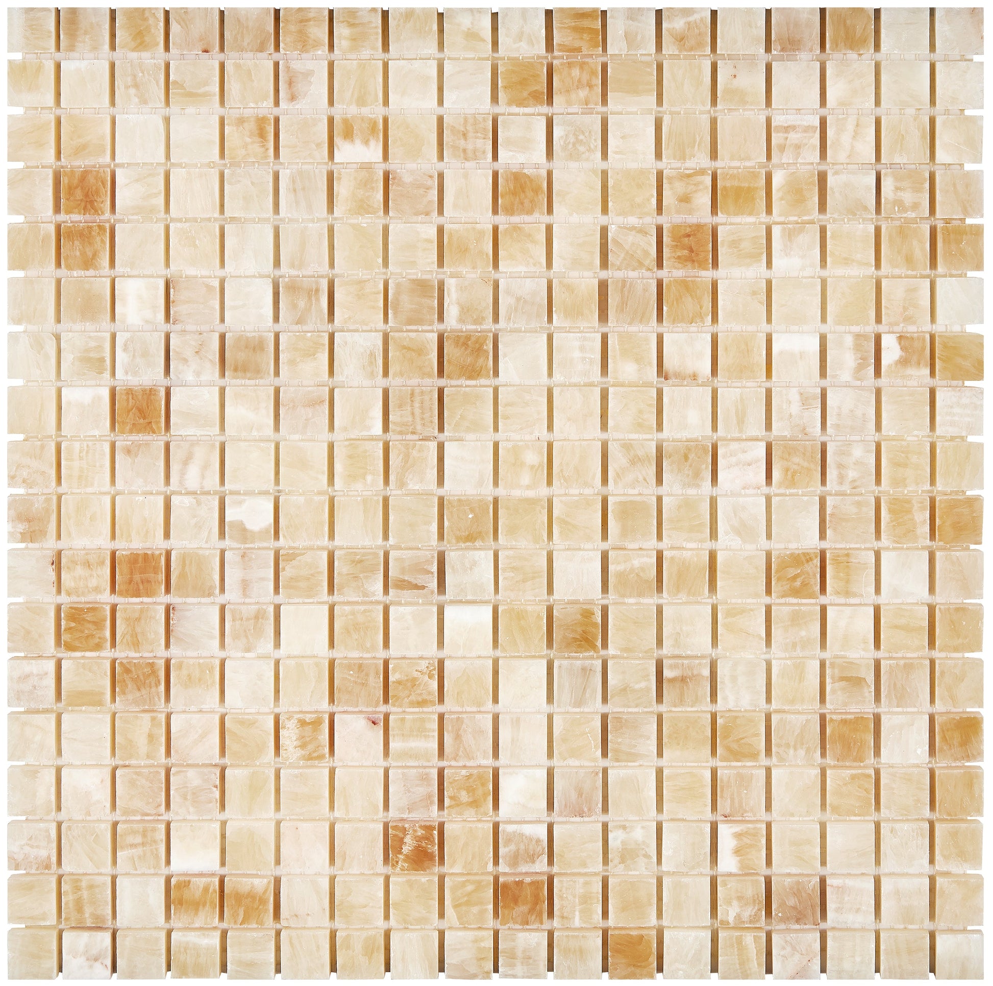 Giallo Crystal Honey Onyx 5/8’’ X 5/8’’ Mosaic Polished Backsplash Tile