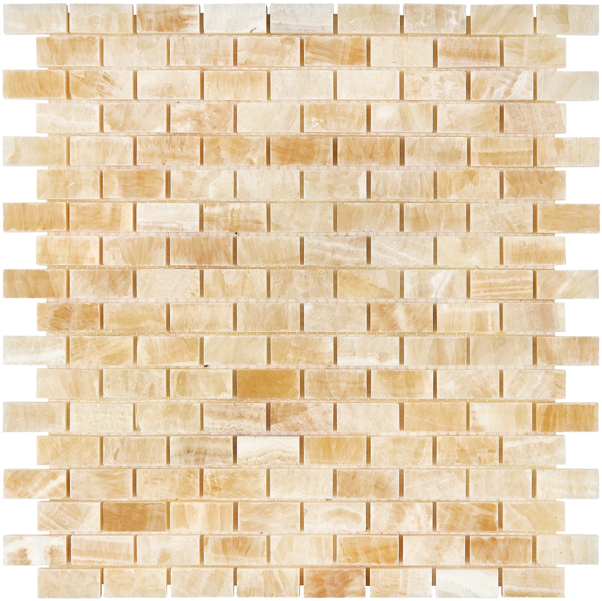 Giallo Crystal Honey Onyx 5/8’’ X 1-1/4’’ Brick Mosaic Polished Backsplash Tile