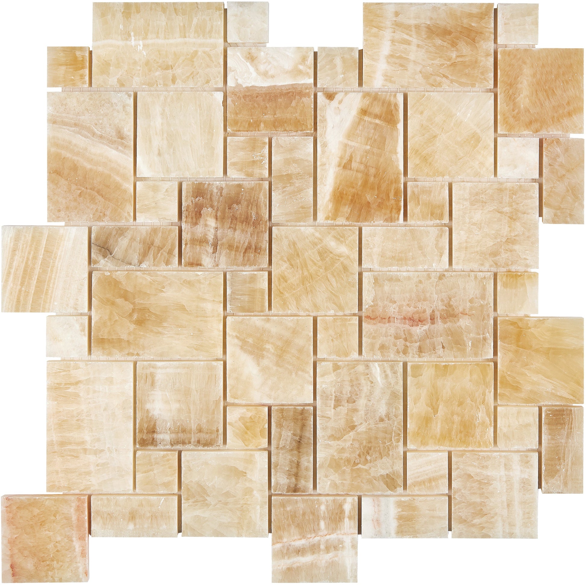 Giallo Crystal Honey Onyx Mini-Versailles Pattern Polished Backsplash Tile