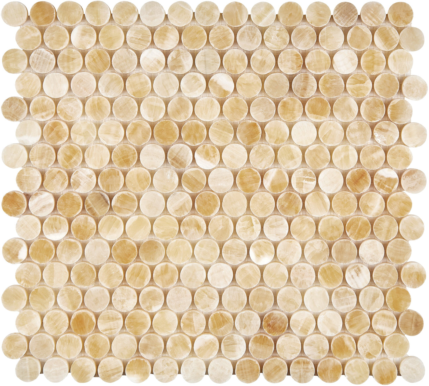 Giallo Crystal Honey Onyx Penny-Round Mosaic Polished Backsplash Tile