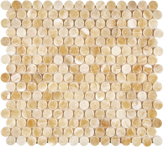 Giallo Crystal Honey Onyx Penny-Round Mosaic Polished Backsplash Tile
