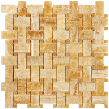 Honey Onyx Mosaic - Basketweave with Honey Onyx Dots