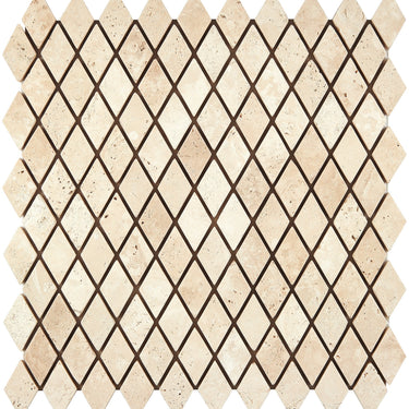 Durango Cream Travertine 1’’ X 2’’ Diamond Mosaic Tumbled Wall Tile