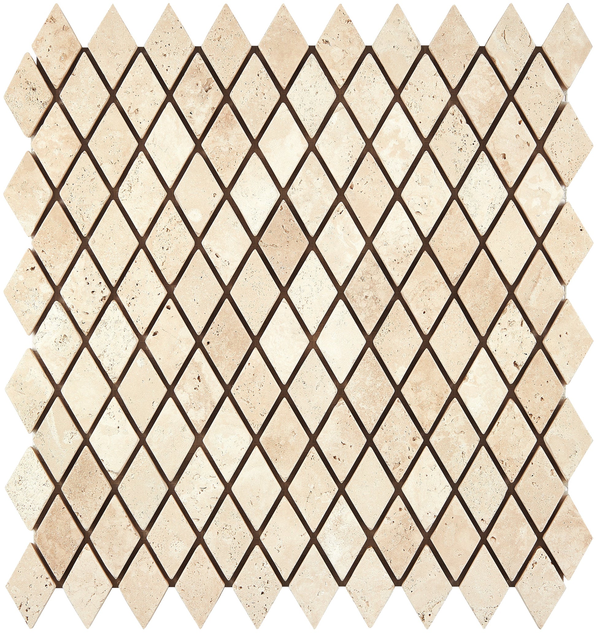 Durango Cream Travertine 1’’ X 2’’ Diamond Mosaic Tumbled Wall Tile