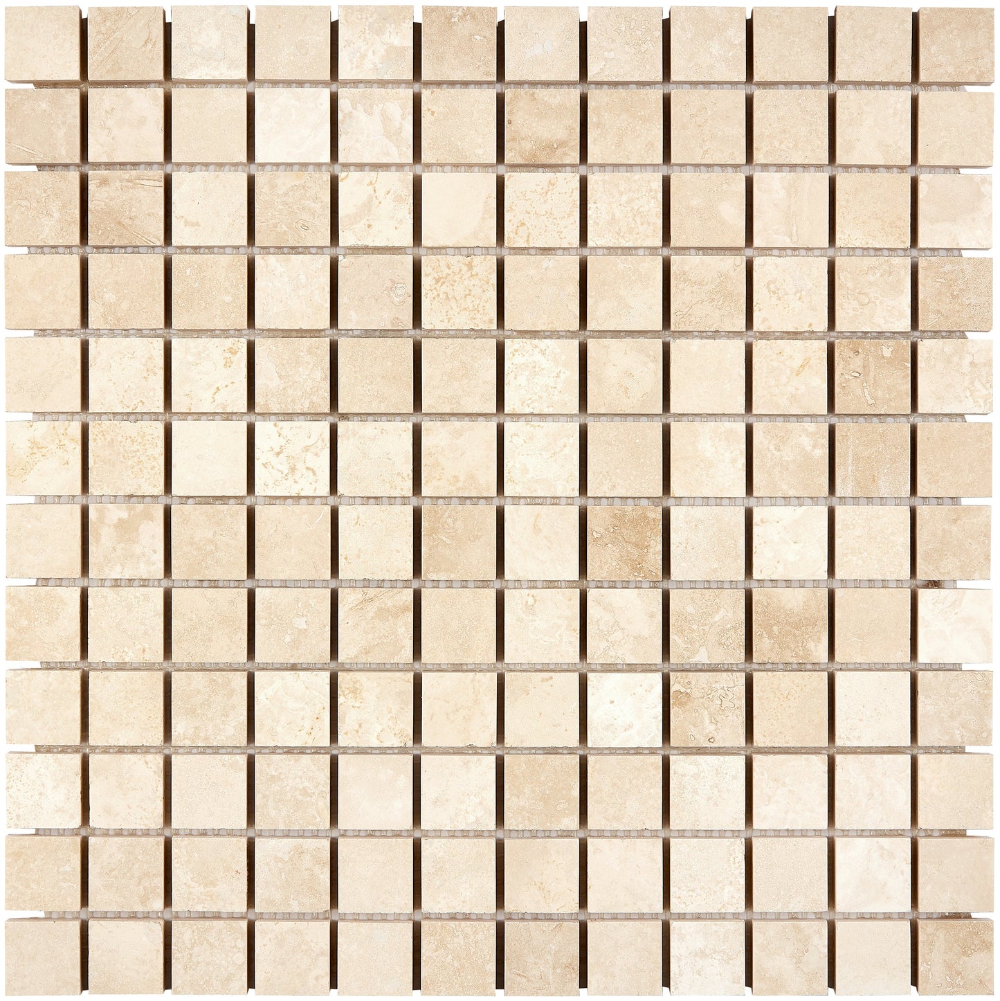 Ivory (Light) Travertine 1’’ X 1’’ Mosaic Filled & Honed / 1 sheet Wall Tile