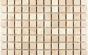Ivory (Light) Travertine 1’’ X 1’’ Mosaic Tumbled / 1 sheet Wall Tile