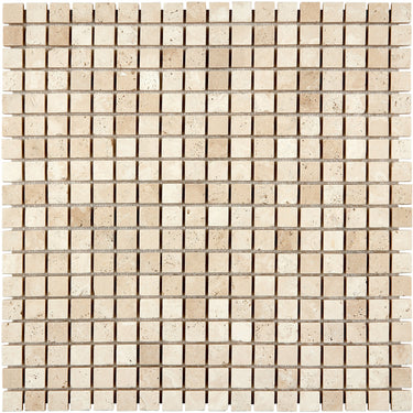 Ivory (Light) Travertine 5/8’’ X 5/8’’ Mosaic Tumbled Wall Tile