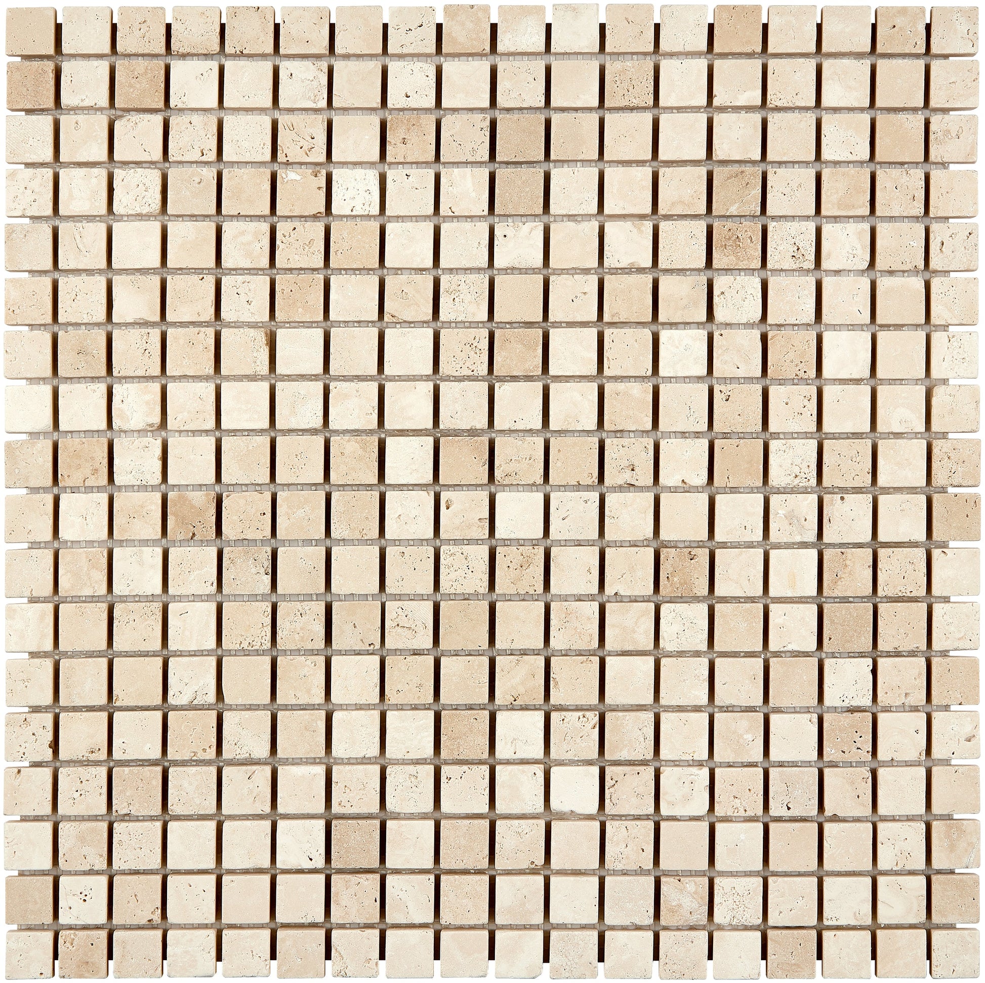 Ivory (Light) Travertine 5/8’’ X 5/8’’ Mosaic Tumbled Wall Tile