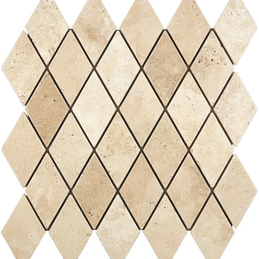 Ivory (Light) Travertine 2’’ X 4’’ Diamond Mosaic Tumbled Wall Tile