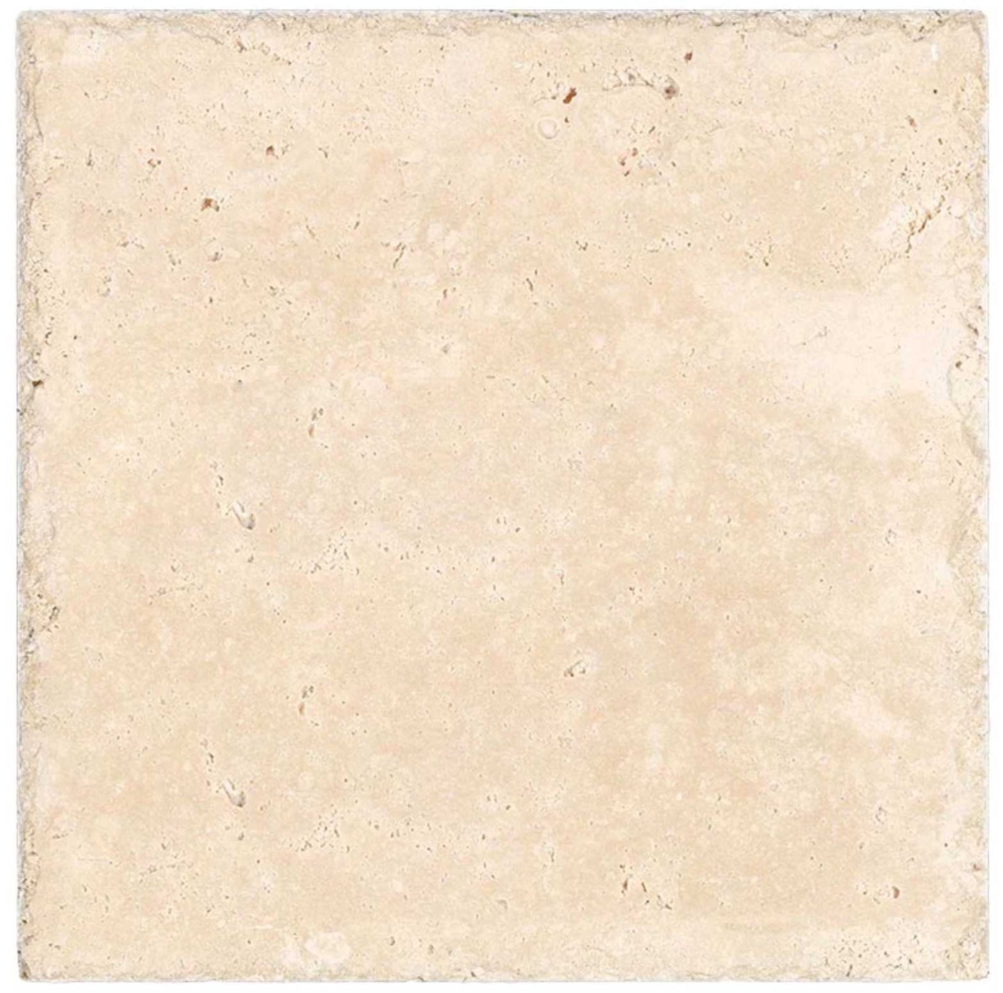 Ivory (Light) Travertine 8’’ X 8’’ Tile - (Cross-cut) Brushed & Chiseled - Unfilled / 1 sq. ft. Wall Tile
