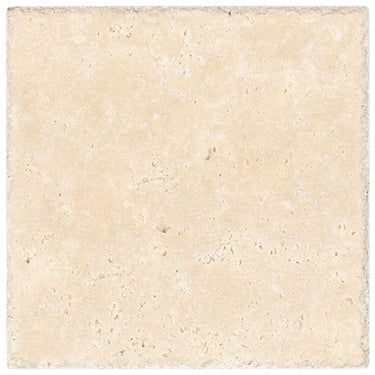 Ivory (Light) Travertine 16’’ X 16’’ Tile - (Cross-cut) Brushed & Chiseled - Unfilled / 1 Sheet Wall Tile