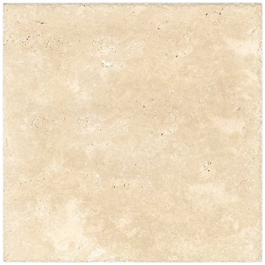 Ivory (Light) Travertine 24’’ X 24’’ Tile - (Cross-cut) Brushed & Chiseled - Unfilled / 1 Sheet Wall Tile