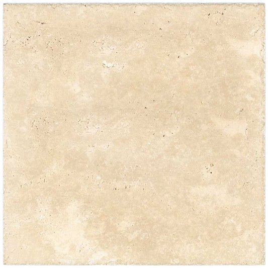 Ivory (Light) Travertine 24’’ X 24’’ Tile - (Cross-cut) Brushed & Chiseled - Unfilled / 1 Sheet Wall Tile
