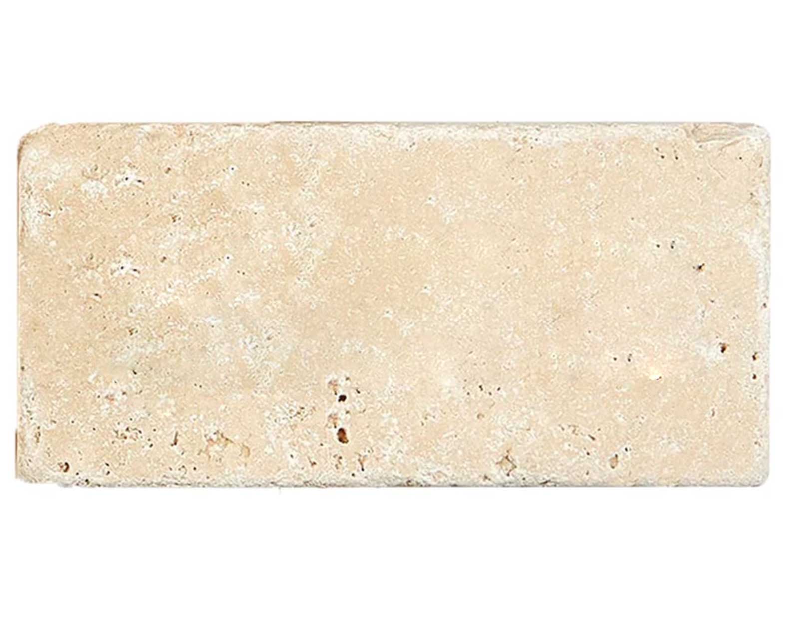 Ivory (Light) Travertine 3’’ X 6’’ Tile - (Cross-cut) Tumbled / 1 sq. ft. Wall Tile