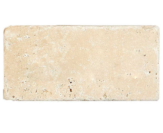 Ivory (Light) Travertine 3’’ X 6’’ Tile - (Cross-cut) Tumbled / 1 sq. ft. Wall Tile