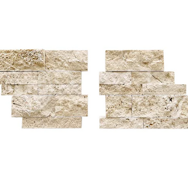 Ivory (Light) Travertine Ledger Panel Corner Split-Faced Wall Tile
