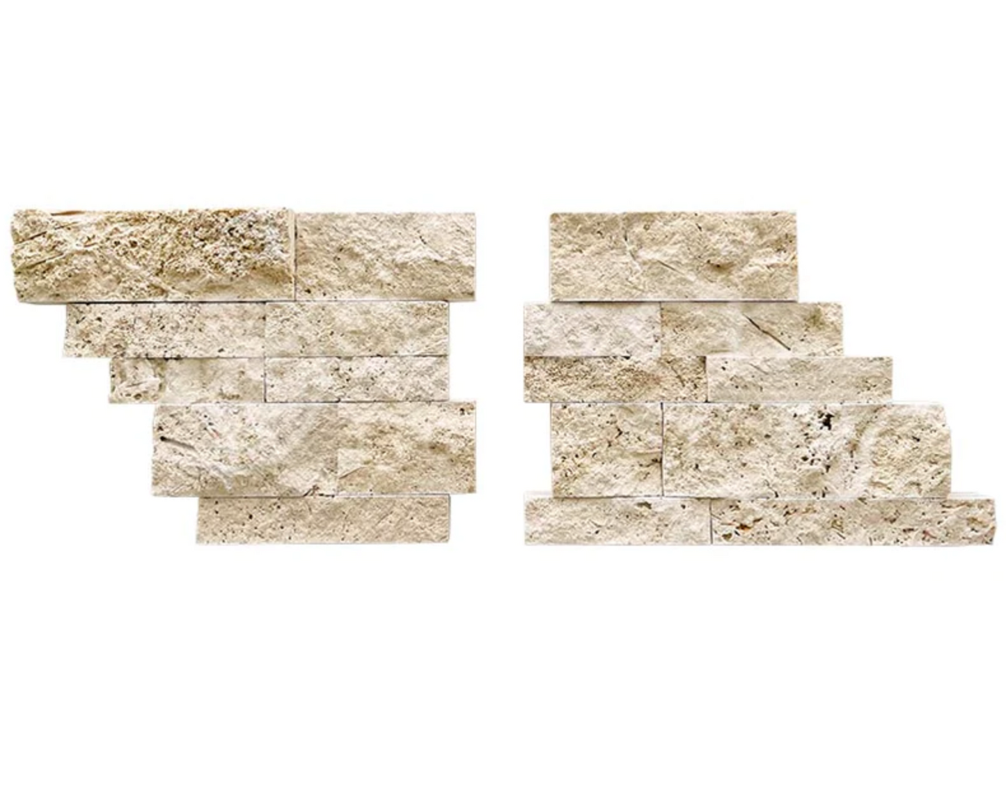Ivory (Light) Travertine Ledger Panel Corner Split-Faced Wall Tile
