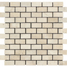 Ivory (Light) Travertine 1’’ X 2’’ Brick Mosaic Tumbled/Filled & Honed/Split-Faced Tumbled / 1 sheet Wall Tile