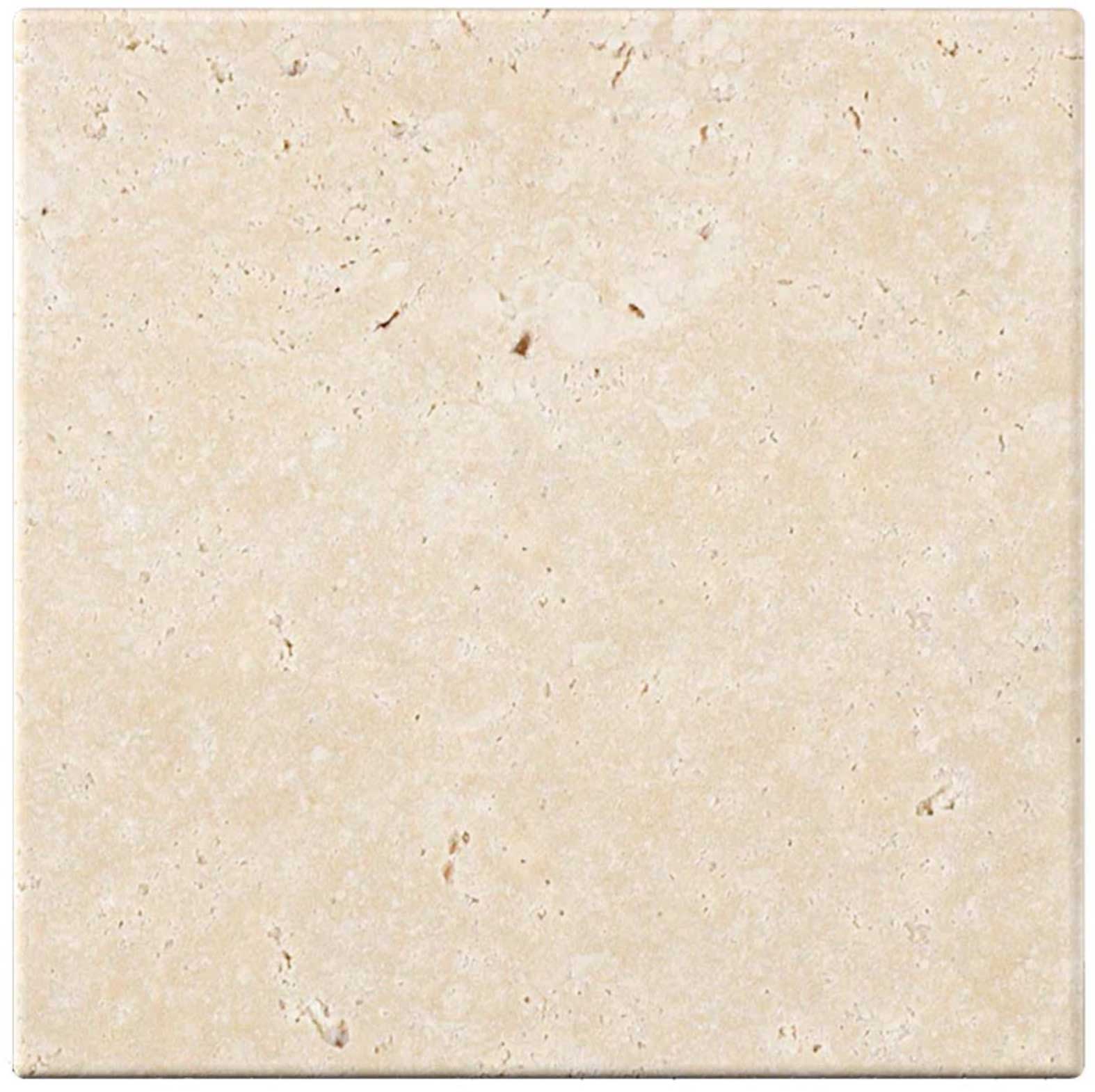 Ivory (Light) Travertine 4’’ X 4’’ Tile - (Cross-cut) Tumbled / 1 sq. ft. Wall Tile