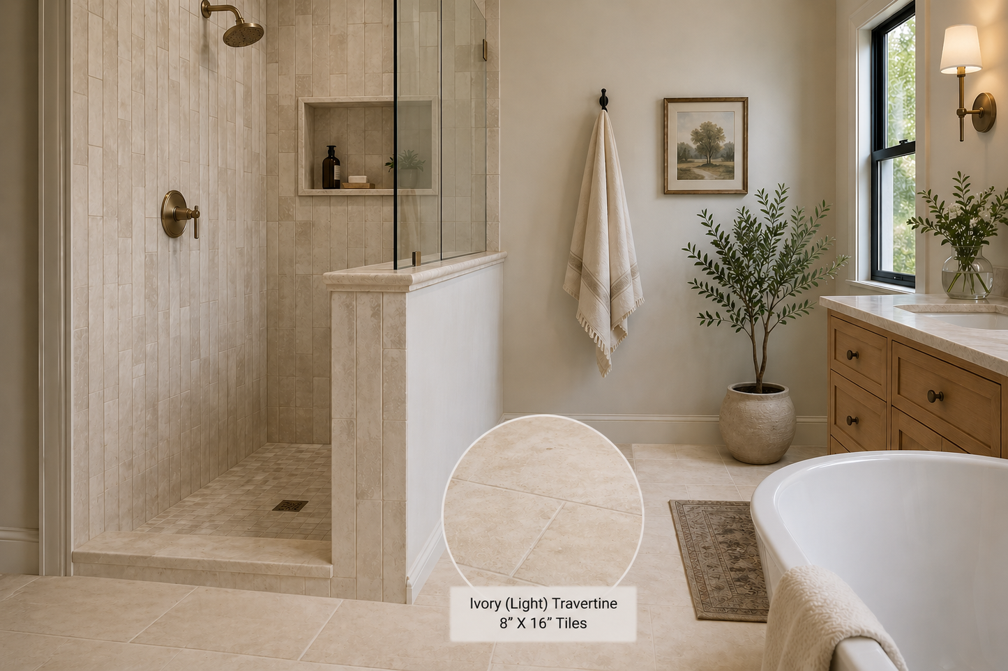 Ivory (Light) Travertine 8" X 16" Tile