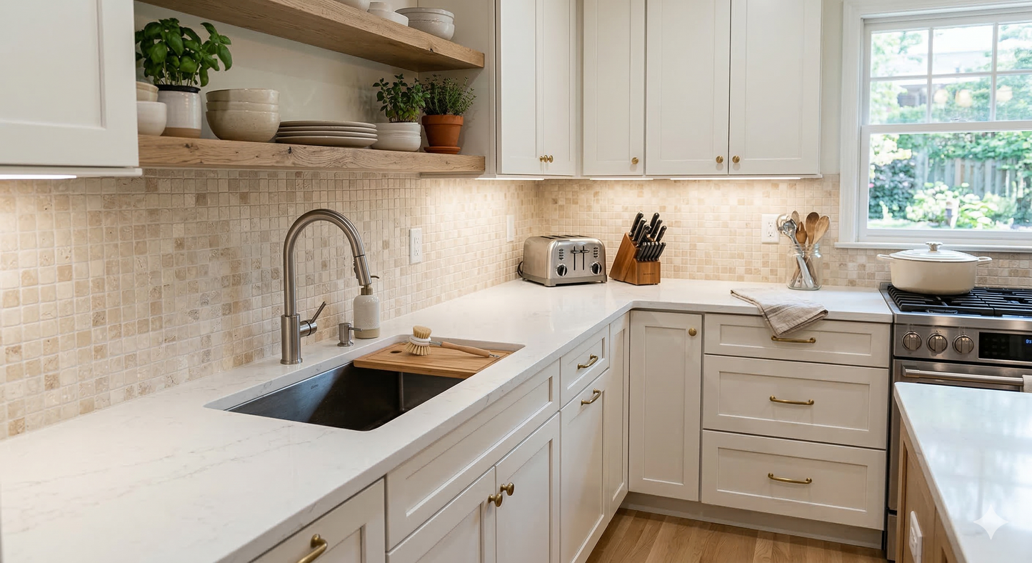 Ivory (Light) Travertine 1" X 1" Mosaic