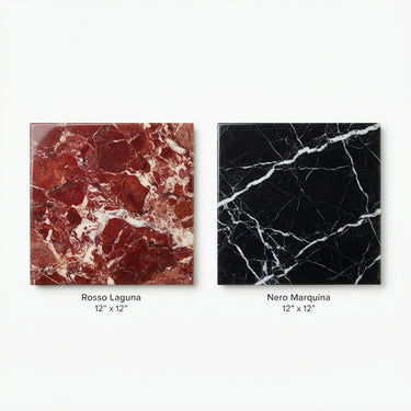 Checkerboard Marble Tile - Rosso Laguna & Nero Marquina