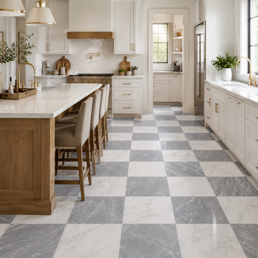 Checkerboard Marble Tile - Bianco Carrara & Bardiglio Imperiale
