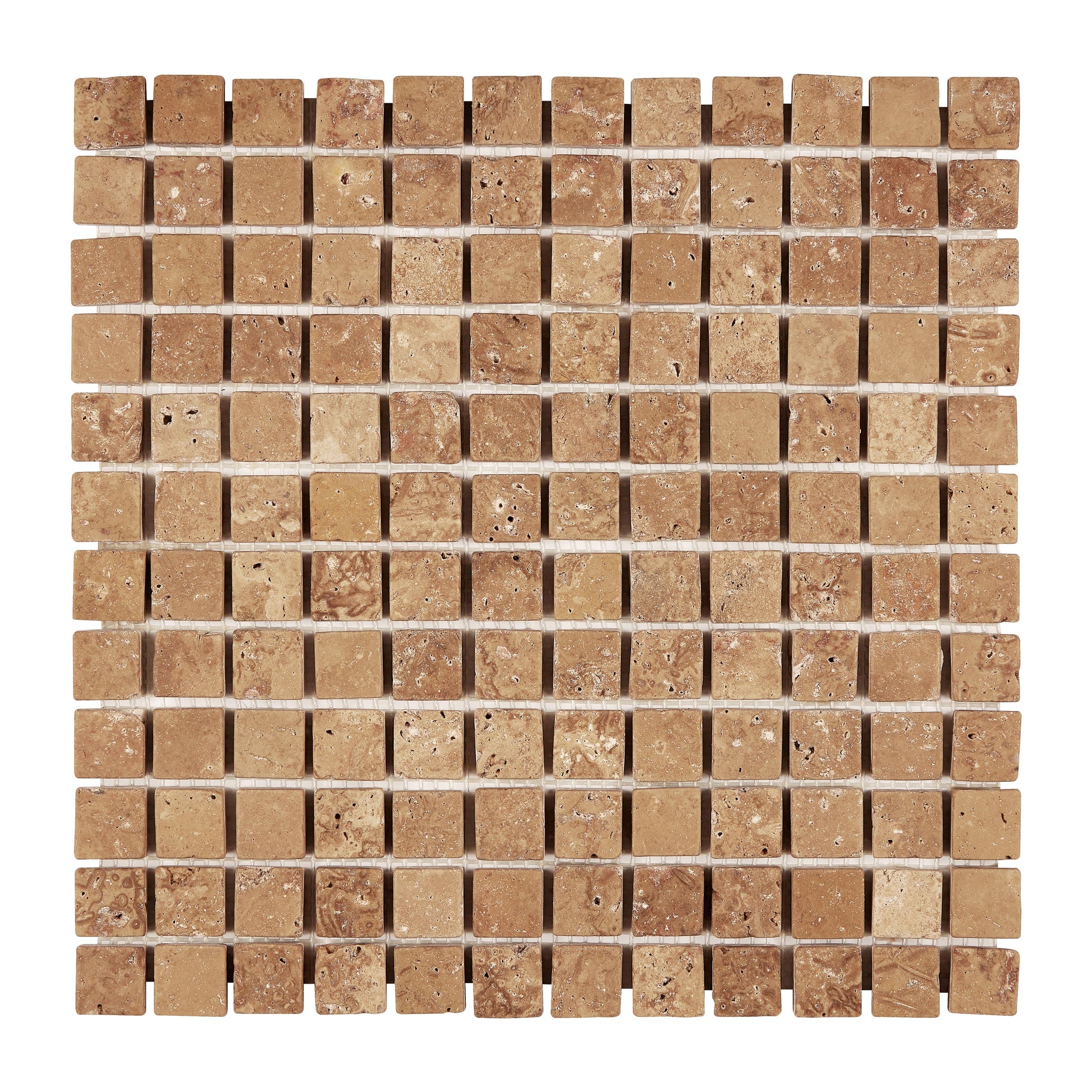 Noce Travertine 1’’ X 1’’ Mosaic Tumbled/Filled & Honed/Split-Faced Wall Tile
