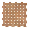 Noce Travertine Basketweave Mosaic (w/ Ivory Dots) Tumbled Wall Tile
