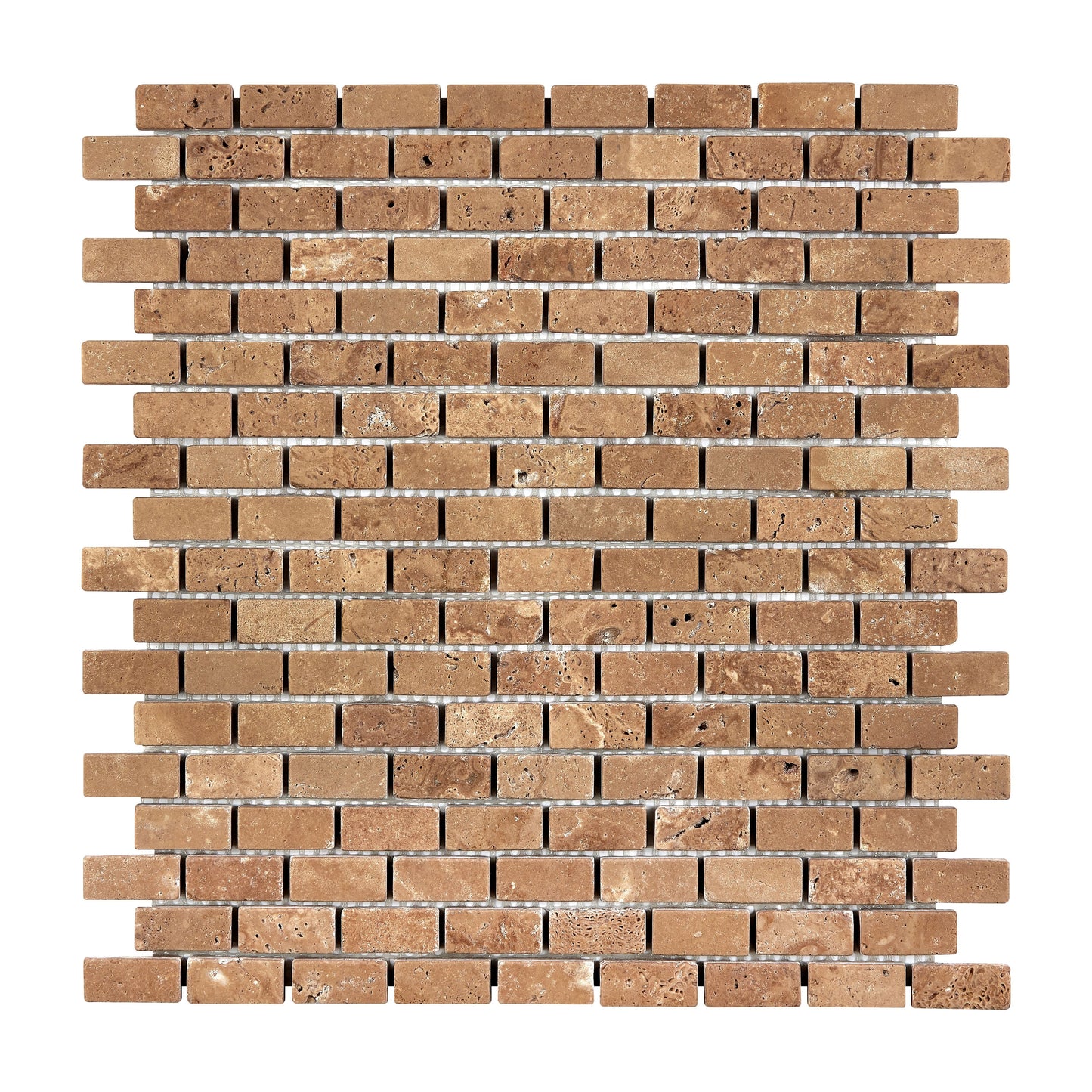 Noce Travertine 5/8’’ X 1-1/4’’ Brick Mosaic Tumbled Wall Tile