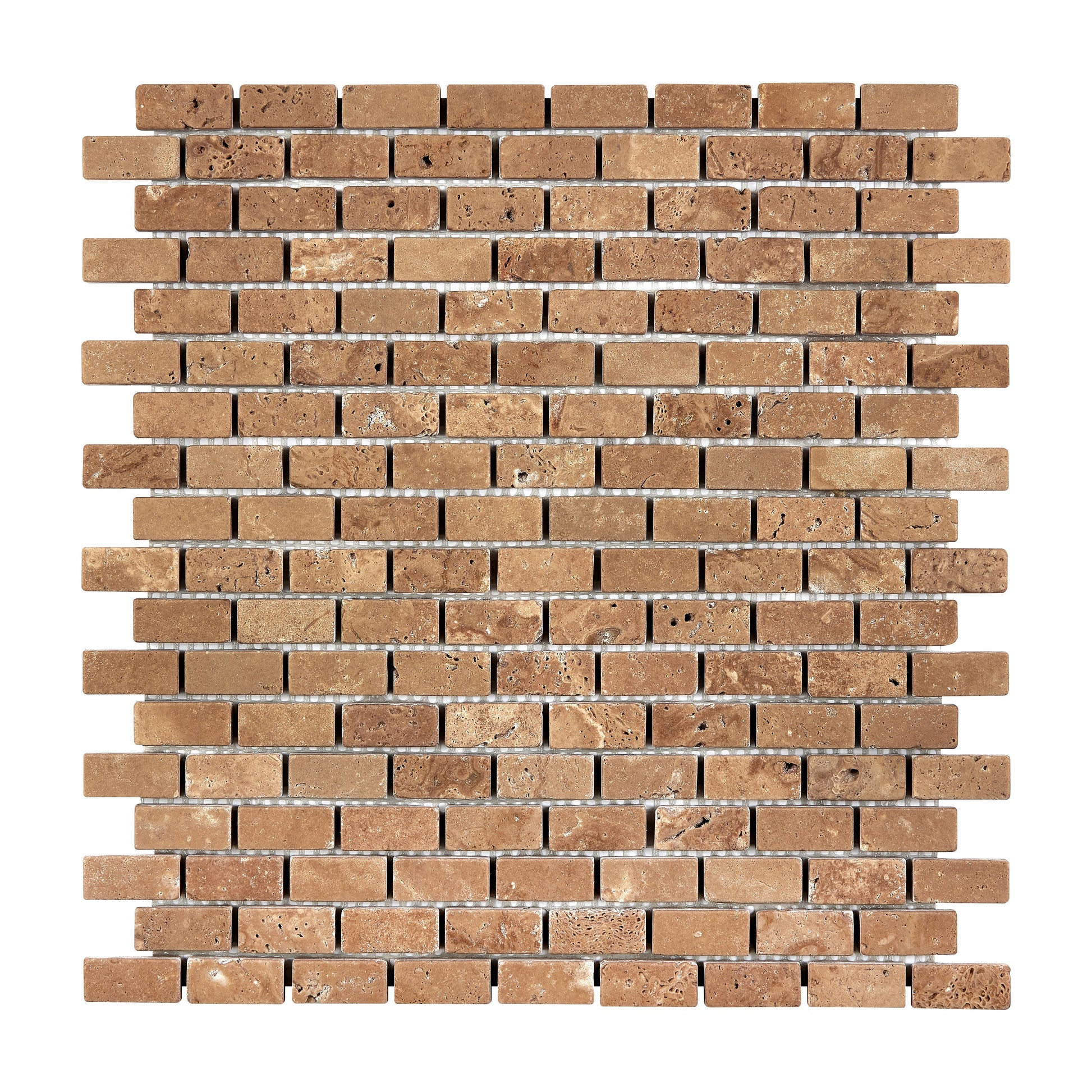 Noce Travertine 5/8’’ X 1-1/4’’ Brick Mosaic Tumbled Wall Tile