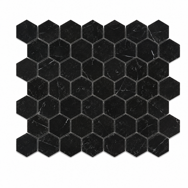 Nero Marquina Marble Mosaic - 2in Hexagon