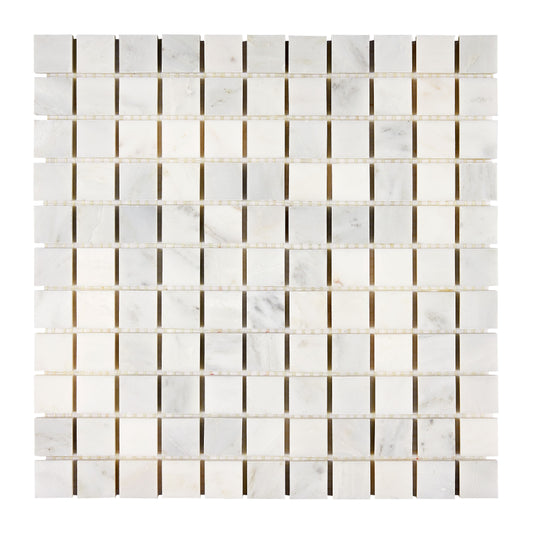 Oriental White (Asian Statuary) Marble 1’’ X 1’’ Mosaic Polished/Honed Wall Tile