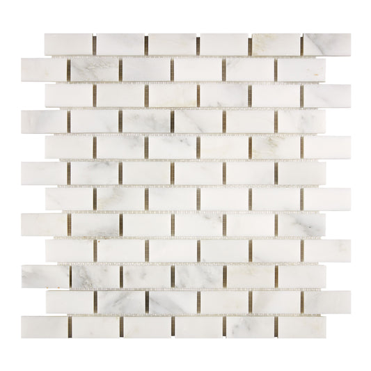 Oriental White (Asian Statuary) Marble 1’’ X 2’’ Brick Mosaic Polished/Honed/Split-Faced Wall Tile