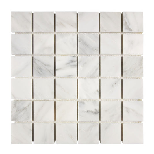Oriental White (Asian Statuary) Marble 2’’ X 2’’ Mosaic Polished/Honed Wall Tile