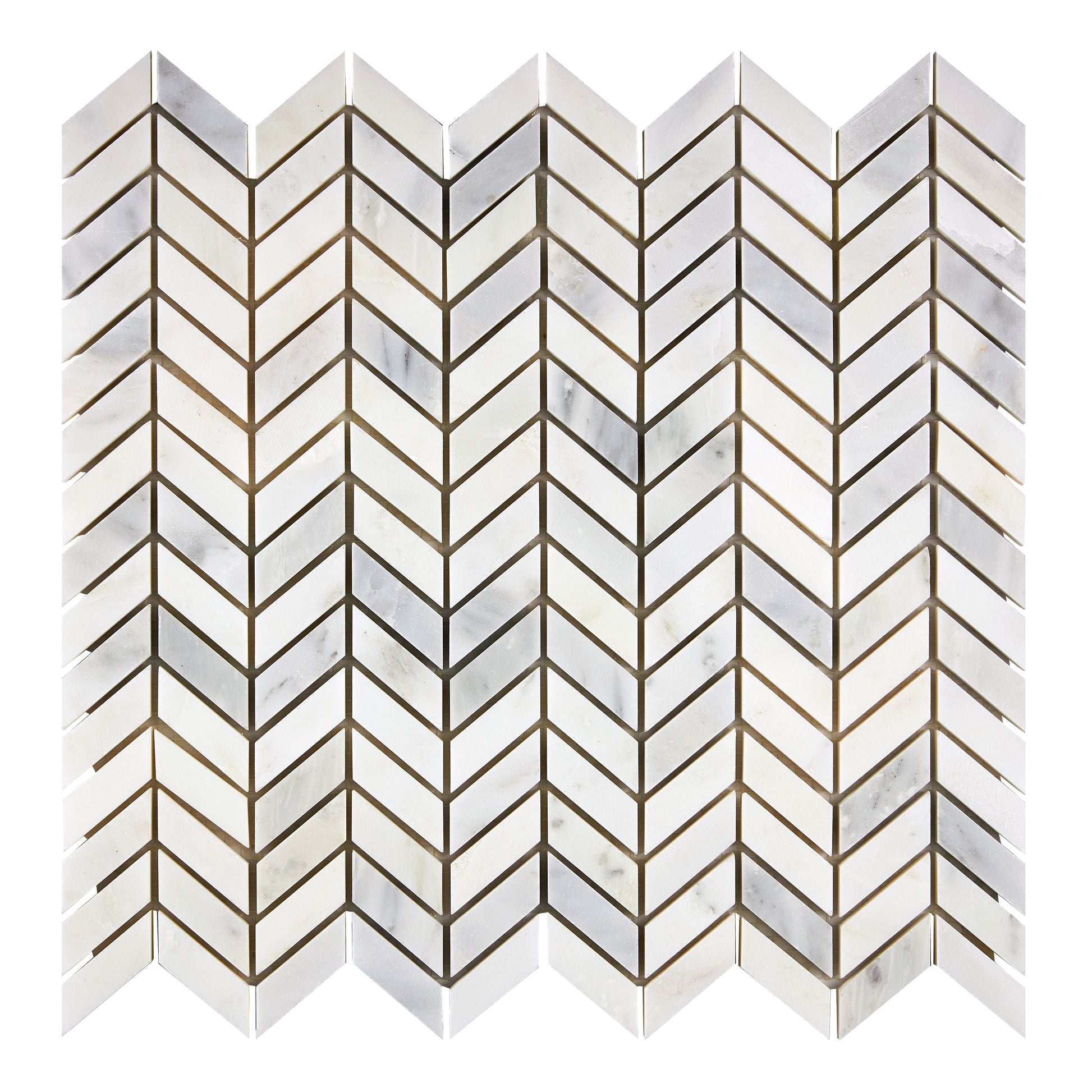 Oriental White (Asian Statuary) Marble Chevron Mini Polished/Honed Wall Tile
