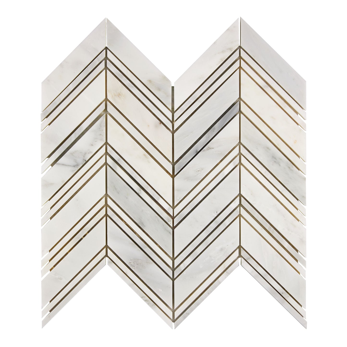 Oriental White (Asian Statuary) Marble Chevron Large Mosaic Polished/Honed Wall Tile