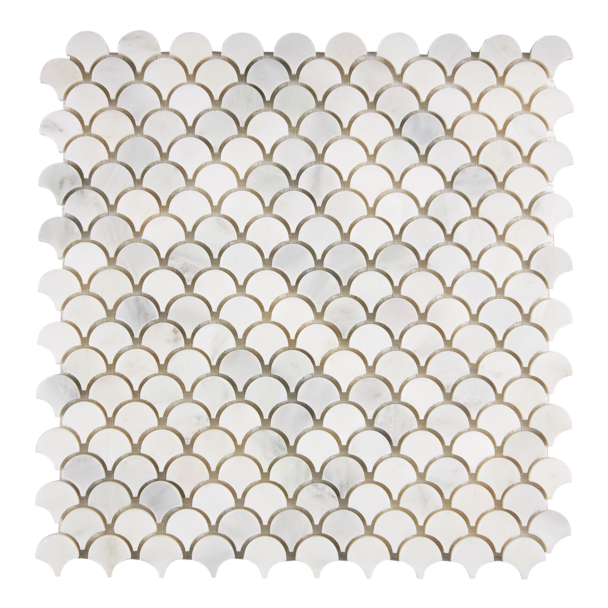 Oriental White (Asian Statuary) Marble FAN (Raindrop) Mosaic Polished/Honed Wall Tile