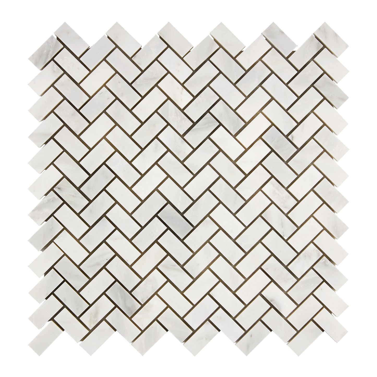 Oriental White (Asian Statuary) Marble 5/8’’ X 1-1/4’’ Herringbone Mosaic Polished/Honed Wall Tile