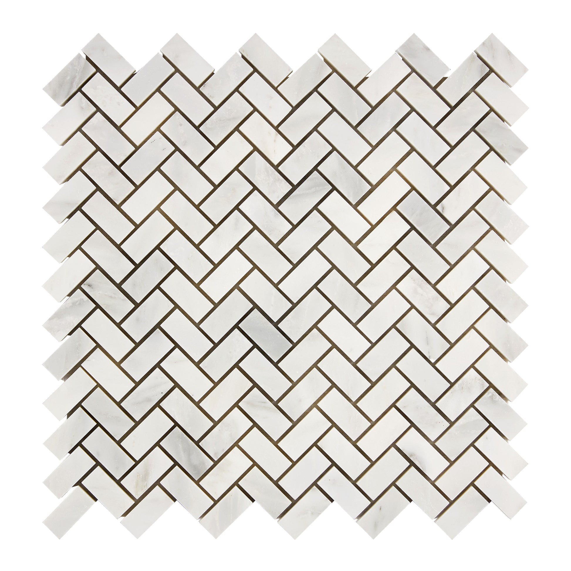 Oriental White (Asian Statuary) Marble 5/8’’ X 1-1/4’’ Herringbone Mosaic Polished/Honed Wall Tile