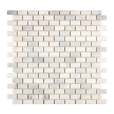 Oriental White Marble Tile - 5/8’’ X 1-1/4’’ Brick Mosaic Polished/Honed Wall Tile