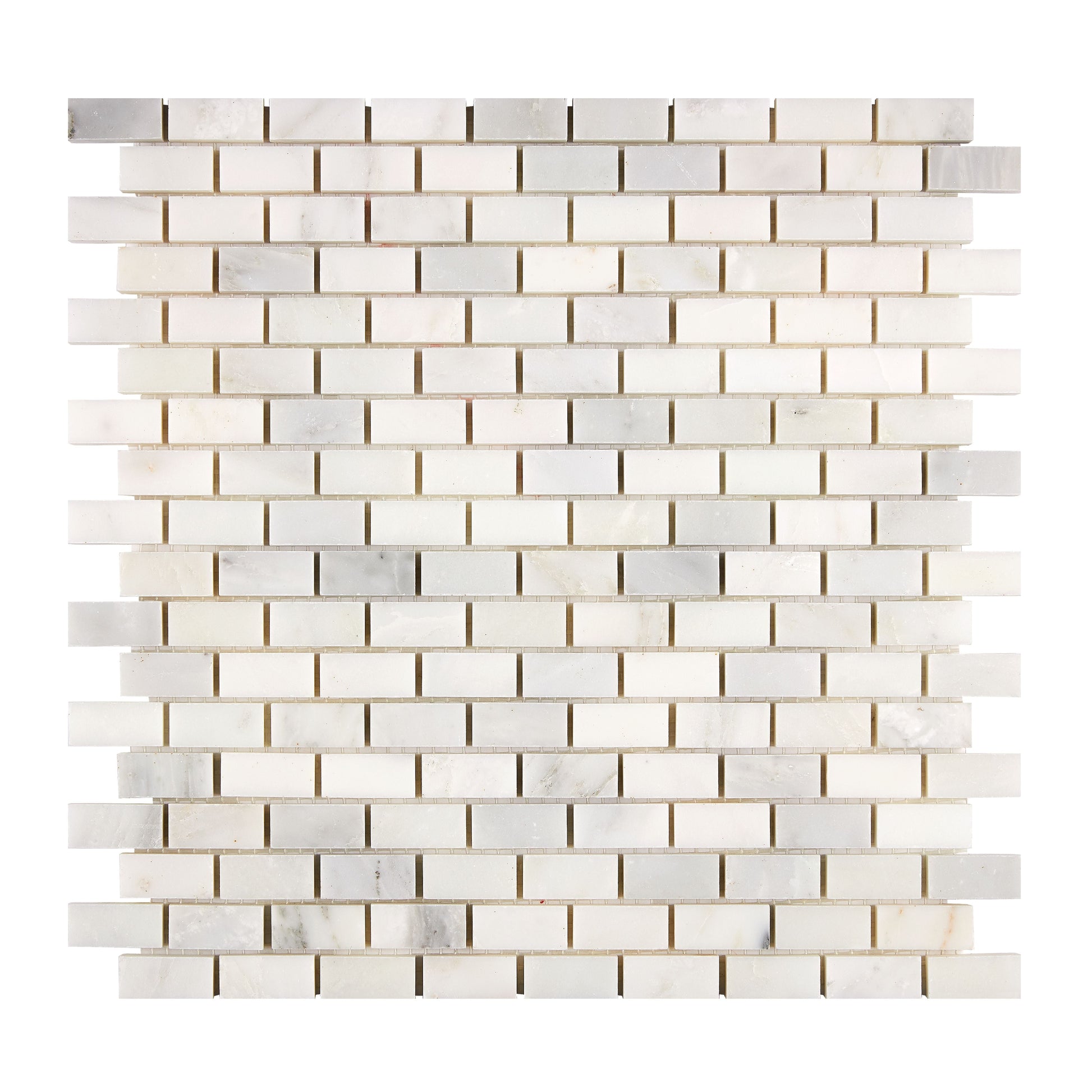 Oriental White (Asian Statuary) Marble 5/8’’ X 1-1/4’’ Brick Mosaic Polished/Honed Wall Tile