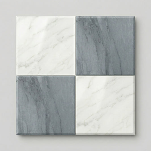 Checkerboard Marble Tile - Oriental White & Bardiglio Imperiale