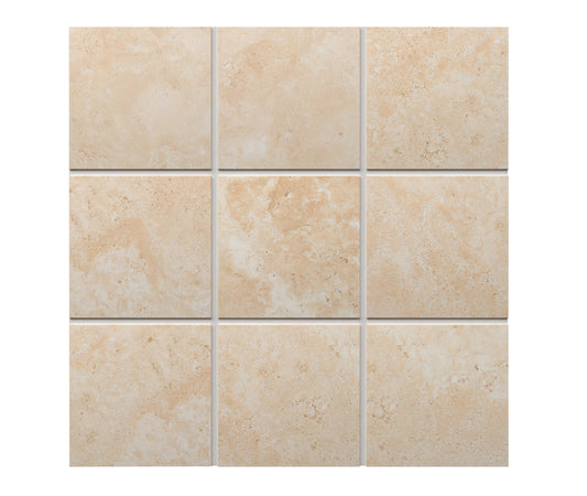 Durango Cream Travertine 4’’ X 4’’ Tile Micro-Beveled Filled & Honed Wall Tile