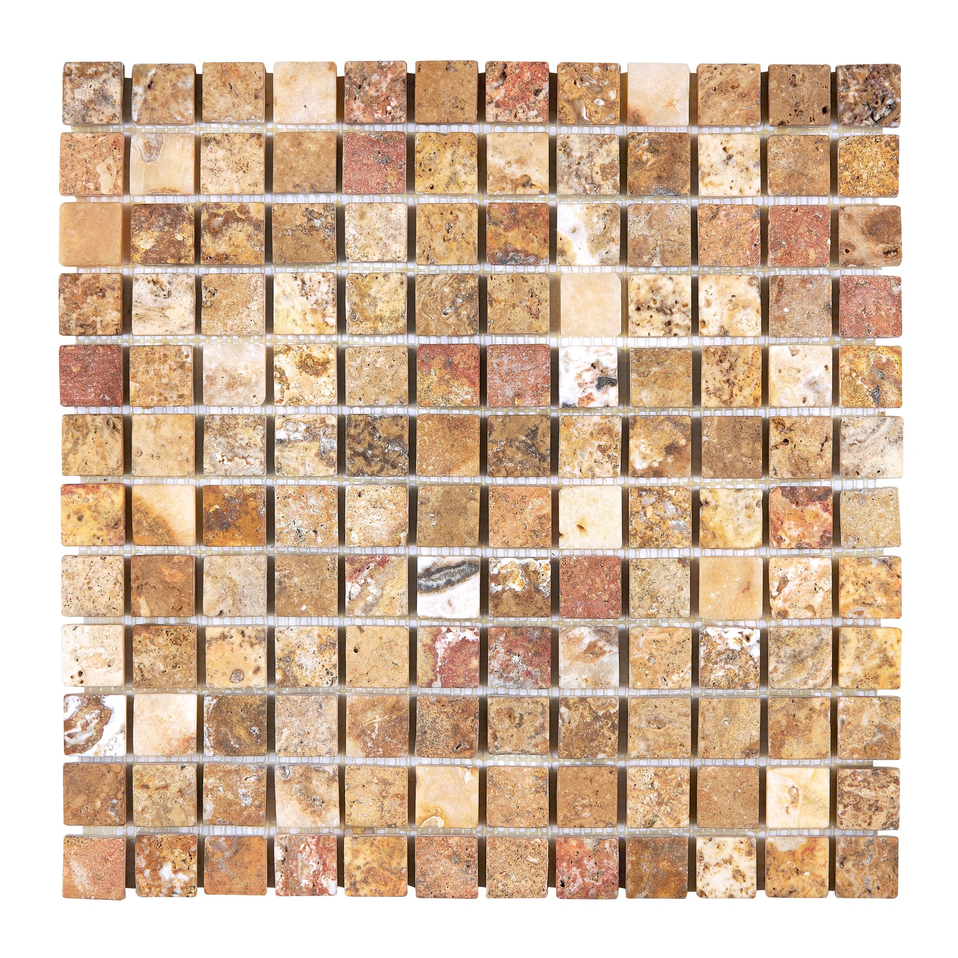 Scabos Travertine 1’’ X 1’’ Mosaic Tumbled/Polished/Split-Faced Wall Tile