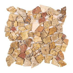 Scabos Travertine Mosaic - Flat-Pebble