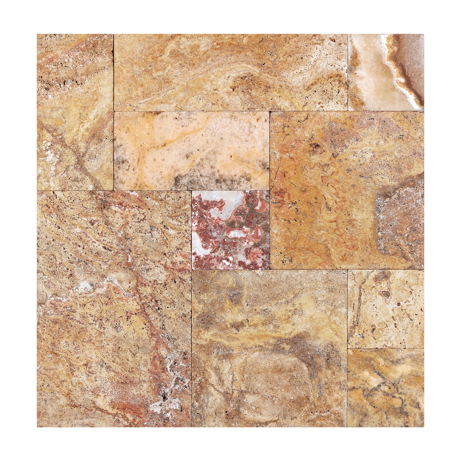 Scabos Travertine Versailles Pattern Tile Tumbled/Brushed & Chiseled Wall Tile