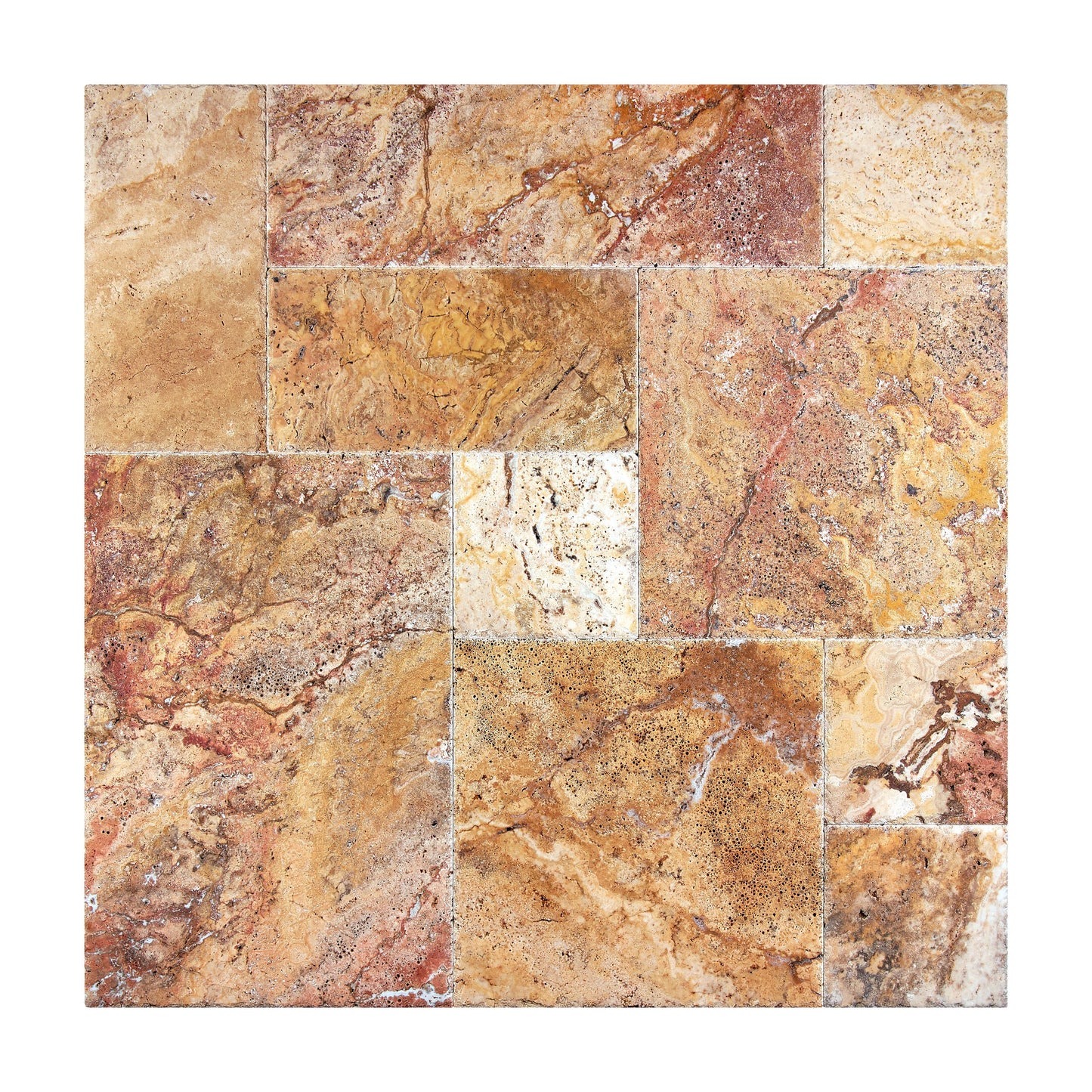 Scabos Travertine Versailles Pattern Tile Tumbled/Brushed & Chiseled Wall Tile