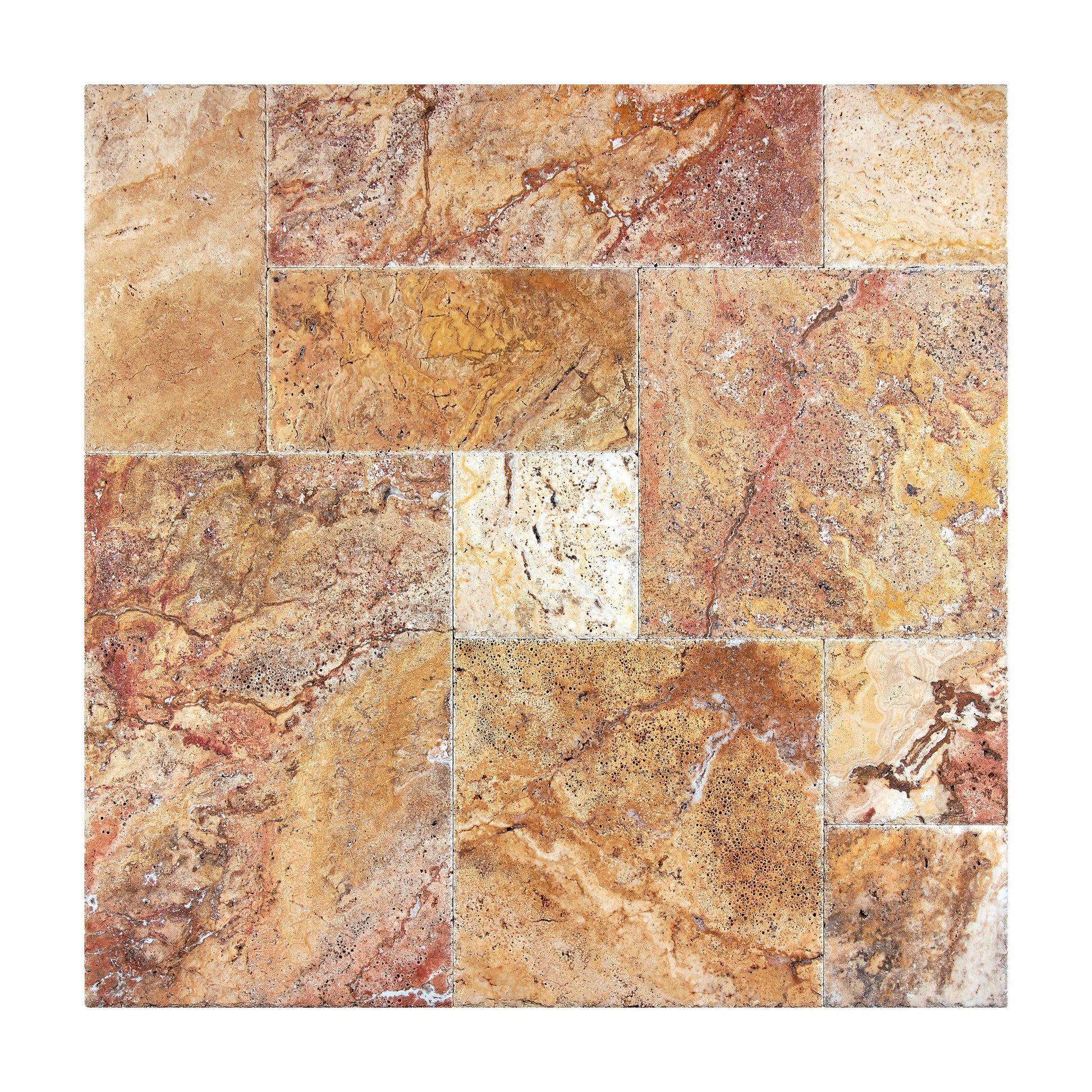 Scabos Travertine Versailles Pattern Tile Tumbled/Brushed & Chiseled Wall Tile